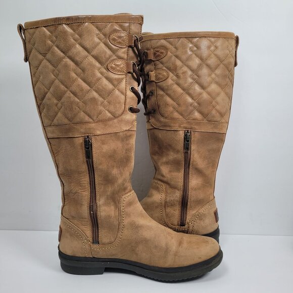 UGG Elsa Women's Quilted Tall Leather Lace-Up Boots S/N1013484 US Size 8.5 - Picture 5 of 12